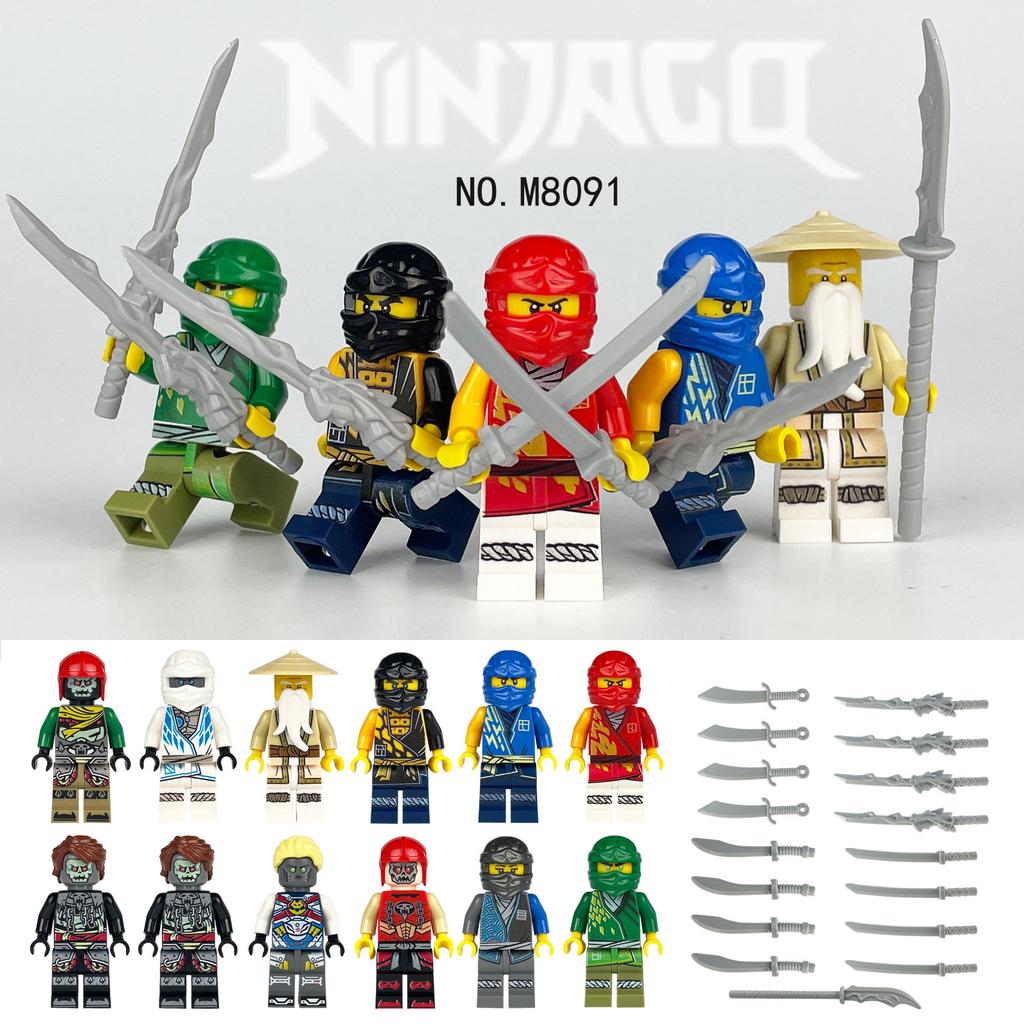 24 Ninja Minifigures M8091 Children'S Assembly Of Small Particle Building Block Toys Xiangjiang Weapon Accessories