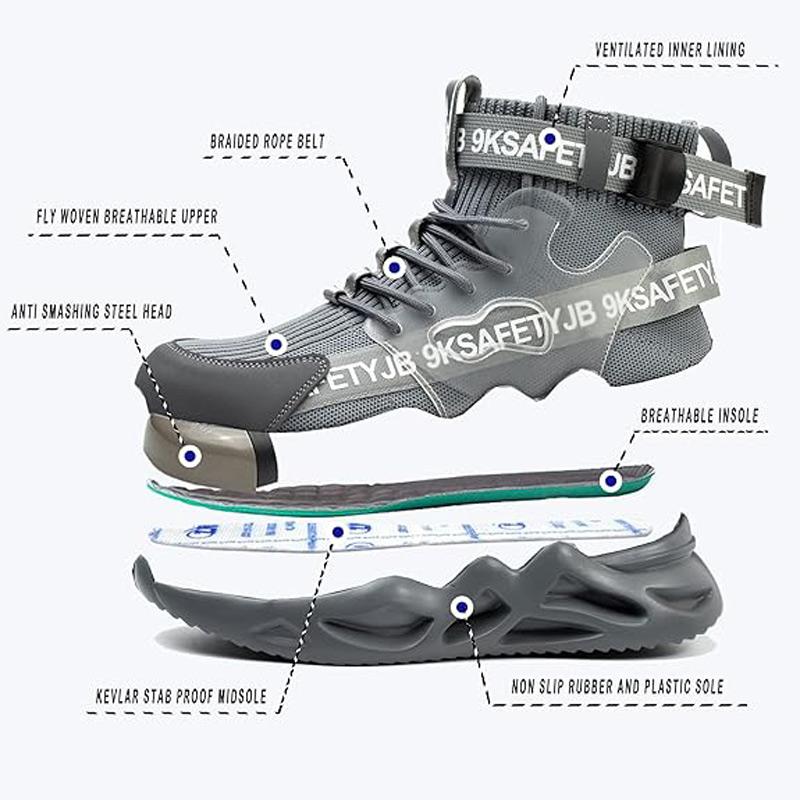 Work Boots Men Women Safety Boots Steel Toe Safety Work Shoes Indestructible Shoes Anti-smash Lightweight Work Sneakers Footwear