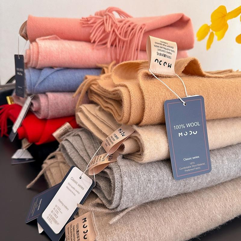 High-end 100% wool scarf women's winter thickened high-end new camel shawl birthday new gift