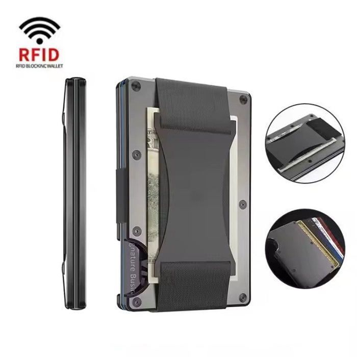 Portefeuille Porte-cartes - Aluminium - Violet - Blocage RFID - Design Élégant - 10 Cartes Max