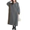 Oshare Walker Warm Long Loose 14do0ma n'OrLABEL [Shaggy-lined Mixed-Material Dress] Women's Dress, Sleeves, V-Neck, Knit, Fall/Winter, Casual,