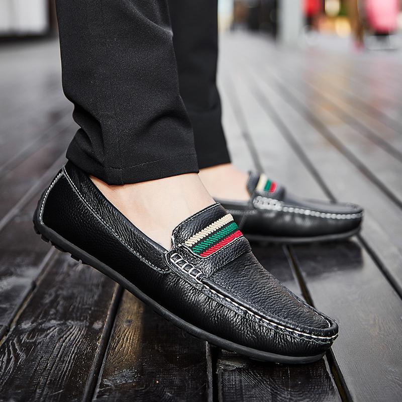 Large Size Winter Fur Loafers Shoes For Men Leather Man Casual Moccasins Mens Driving Shoes Slip On Flats