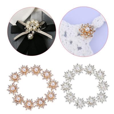10PCS 16MM Craft Hairpin Accessories Plating Snowflake Buttons Pearl Buckle Rhinestone Button Apparel Sewing