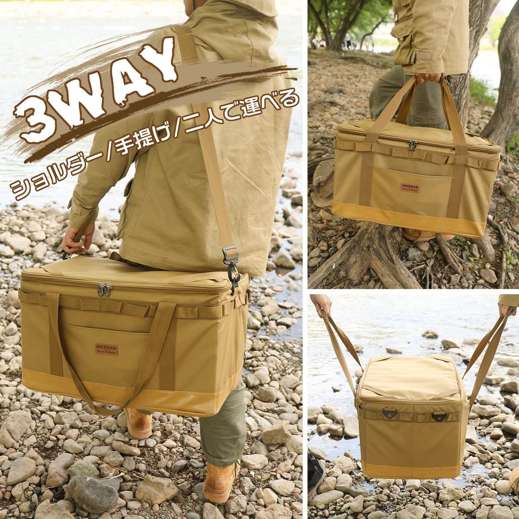 Camping Tote Large Capacity Canvas Bag with Interior Pocket for Sleeping Bag Perfect for Outdoor Camping Size Bag, Storage, (Khaki, L)