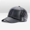 Men's Casual Cuffed Soft Leather Baseball Cap for Middle-Aged and Elderly, Warm for Winter
