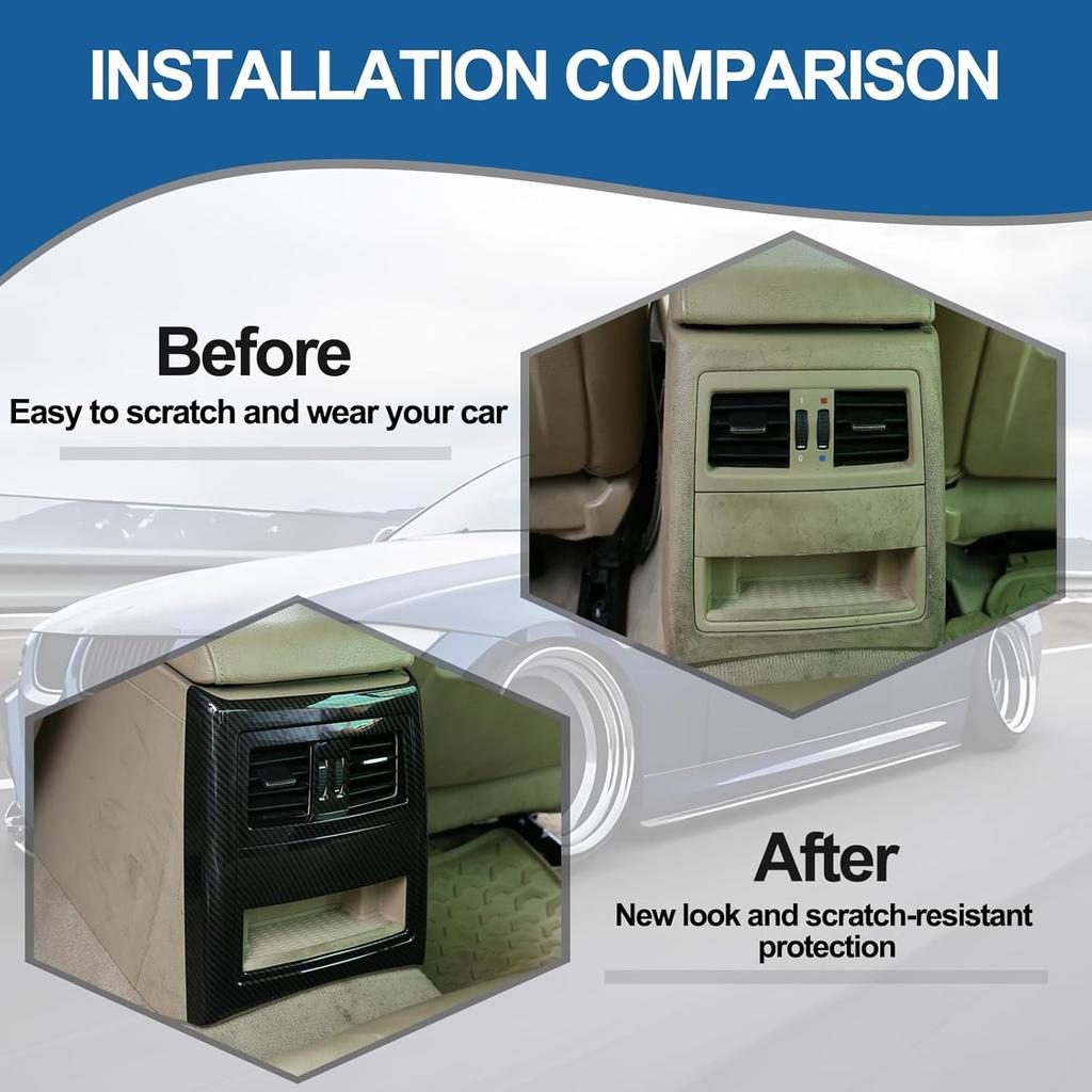 Hinterer Lüftungsgitter-Auslasspanel-Zierleiste Kompatibel mit BMW 3er E90 E91 2005-2012, ABS Hinterer Luftauslass-Panel Anti-Kratzschutz Rahmenabdeckung