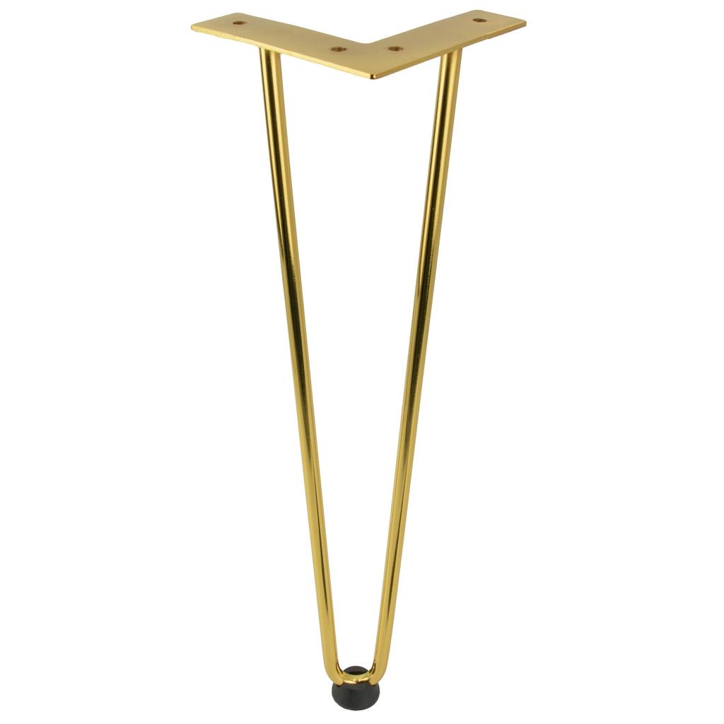 Set of 4 furniture legs Hairpin legs gold gloss height 41cm 2 rods