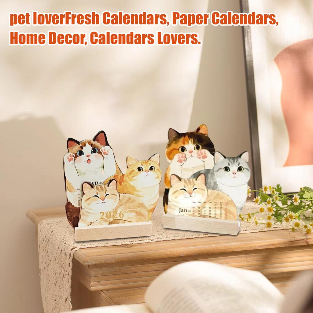 2026 Adorable 3D Pet Illustration Calendar, Cute Cartoon Pet Desktop Ornament