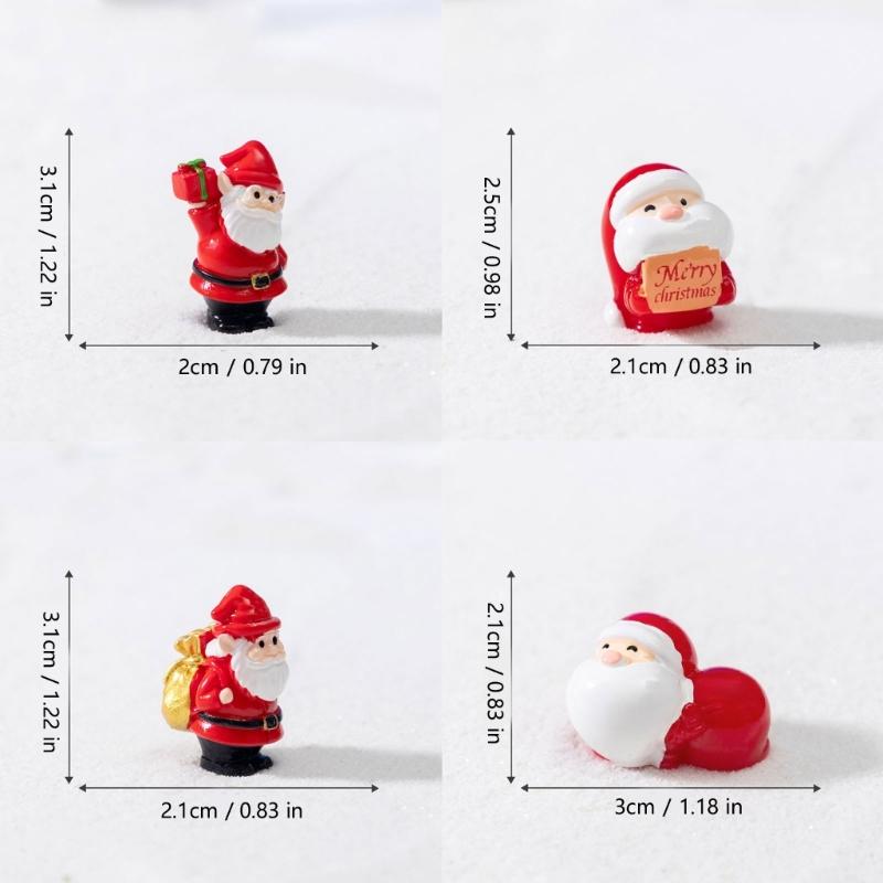 Set of 4 Cartoon Santa Ornaments Resin Miniature Sculpture Christmas Gift For Home Office and Garden Landscape Decors