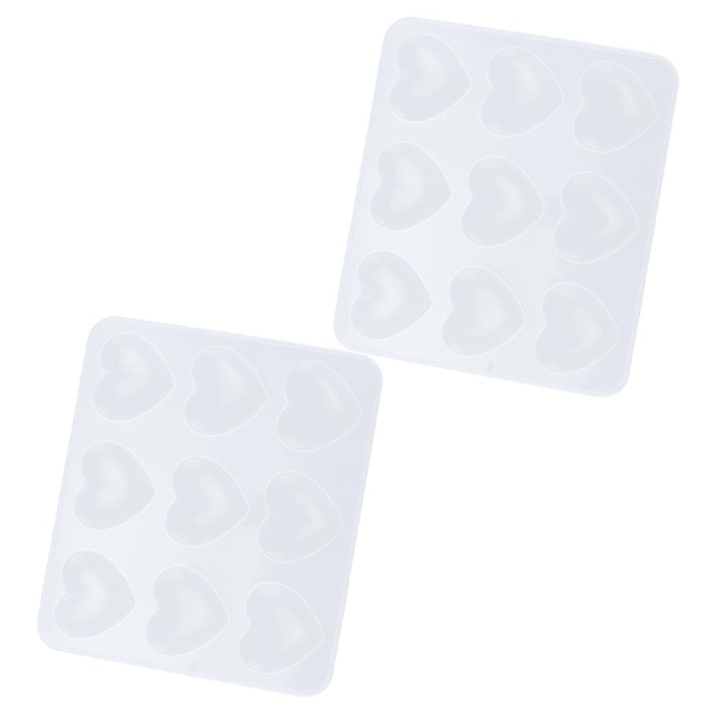 2 Stück Silikonformen 9 Vertiefungen Herzformen Epoxidharz Tropfenkleber DIY Dekorationsformen