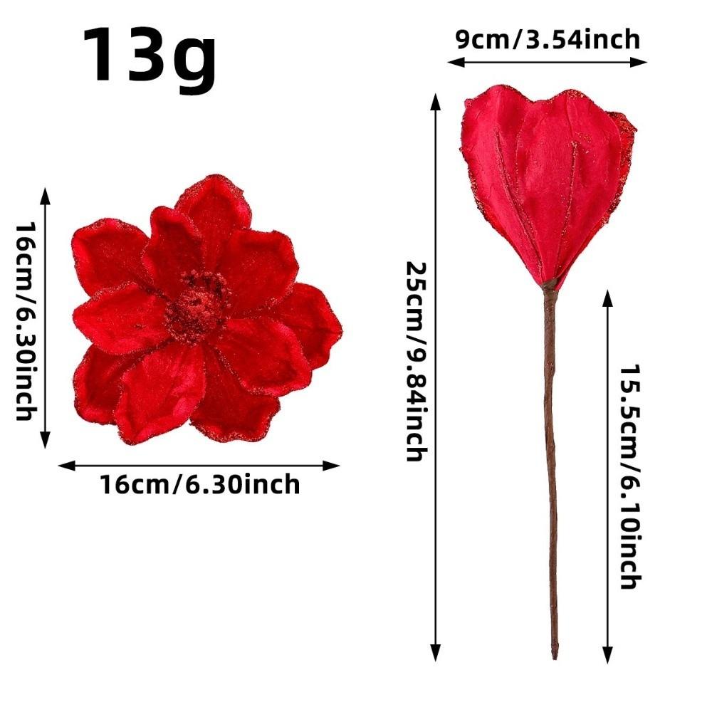 Nouvelle Guirlande de Fleurs Artificielles de Noël 16cm Accessoire Rotin Fleur Fausse Paillettes 3D Fleur Suspendue Ornement Décoration Sapin de Noël
