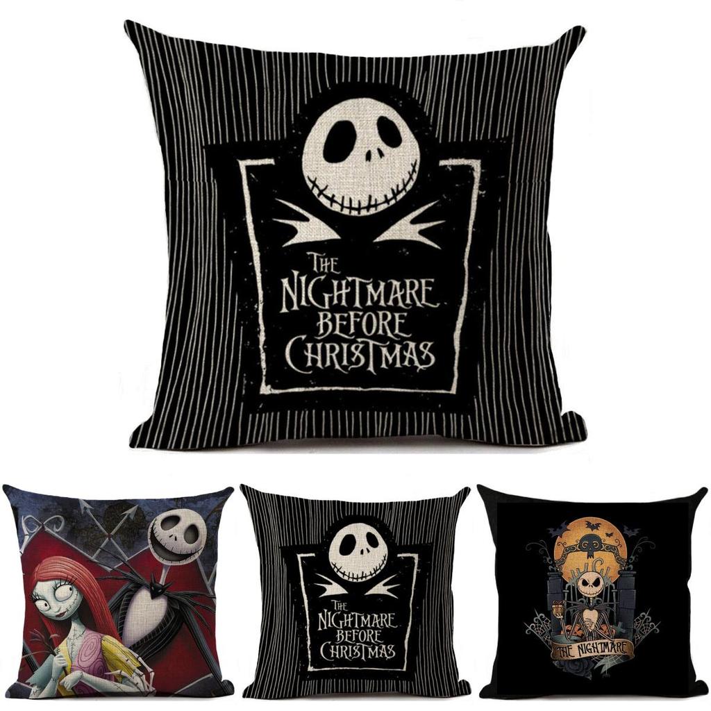 Nightmare Before Christmas Cotton Linen Throw Pillow Case Sofa Cushion Cover Home Decor