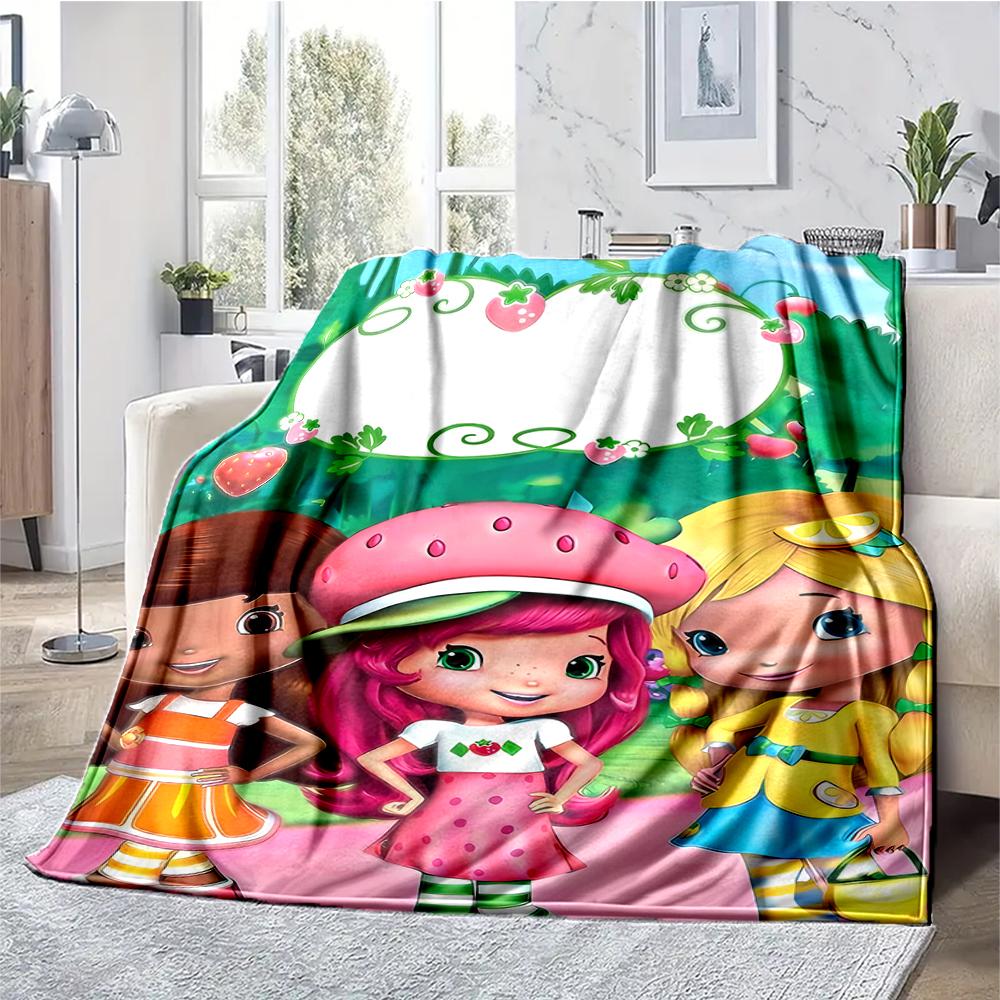 Aardbei Shortcake Thema Bedrukt Deken - Perfect voor Bank, Bed, Reizen & Buitengebruik | Machine Wasbaar, Gezellig & Duurzaam.