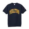 Champion Basic Short Sleeve Made In USA Garment Graphic Crew Neck Men's Sweatshirt, Navy, C3-B018, Cotton, Wash, Print,