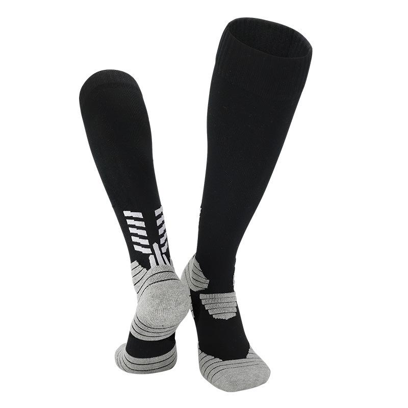 Non-Slip High Elasticity Adult Football Training Socks - Long Tube, Solid Color Cotton Sports Socks