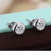 Cute Fashion Small Round  Silver Needle Earrings with AAA Zircon Stud Earrings for Women Pendientes Anti Allergy No Fade