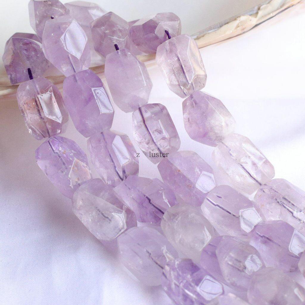 Imported Raw Tourmaline, Amethyst, and White Crystal Faceted Beads for DIY Bracelet Accessories