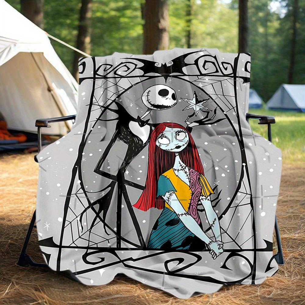 1pc, Jack Skellington and Sally Blanket Seasonal Home Decorative Throw for All Seasons, Living Room, Travel, Camping, Car Blankets
