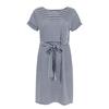 Ladies Casual Fashion Sexy Round Neck Short Sleeve Tunic Striped Dress