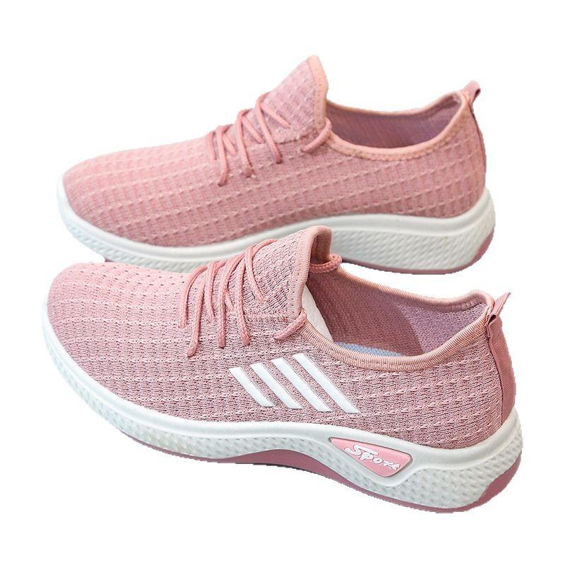 New women's shoes spring and autumn versatile breathable flying weaving women's comfortable casual shoes women's sports shoes running casual