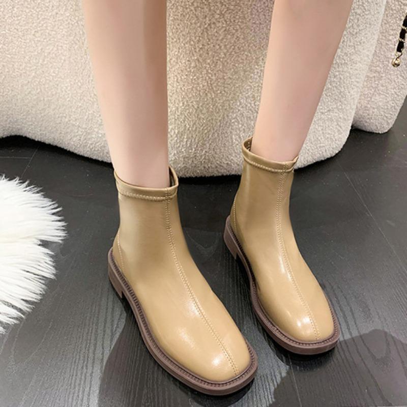 Damen Herbst- und Winter Vielseitige Weiches Leder Kurze Stiefel