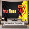 Custom Name Text Tapestry Watford FC Personalized Polyester Wall Tapestry For Bedroom And Room