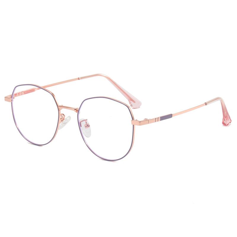 Square round frame anti-blue light glasses metal frame fashionable personalized glasses frame casual plain myopia ultra-light glasses
