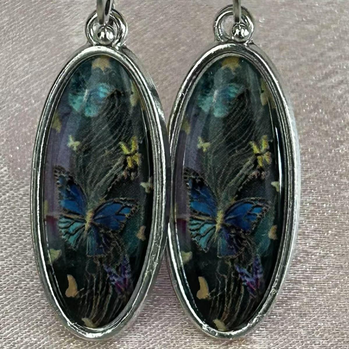 Богемные ретро овальные текстурированные пусеты