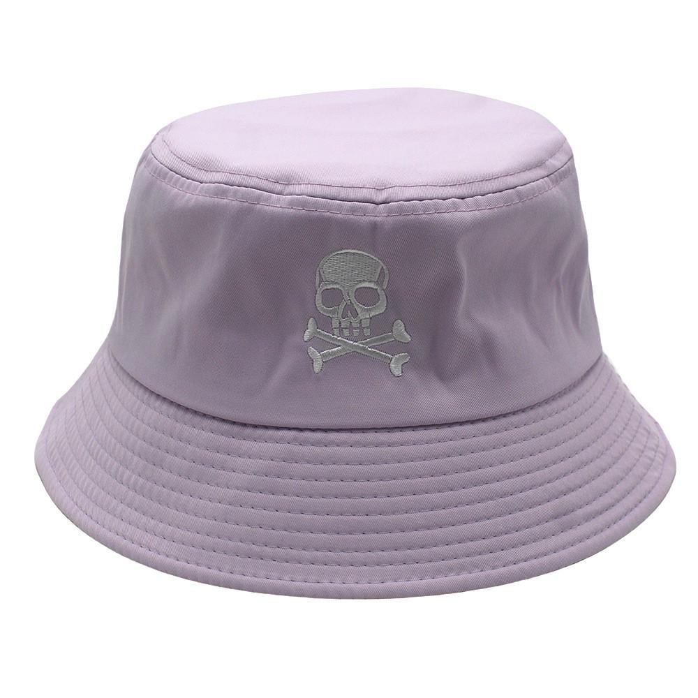 Simple Hat Fisherman With Solid Color Design And Skull Embroidery For Daily