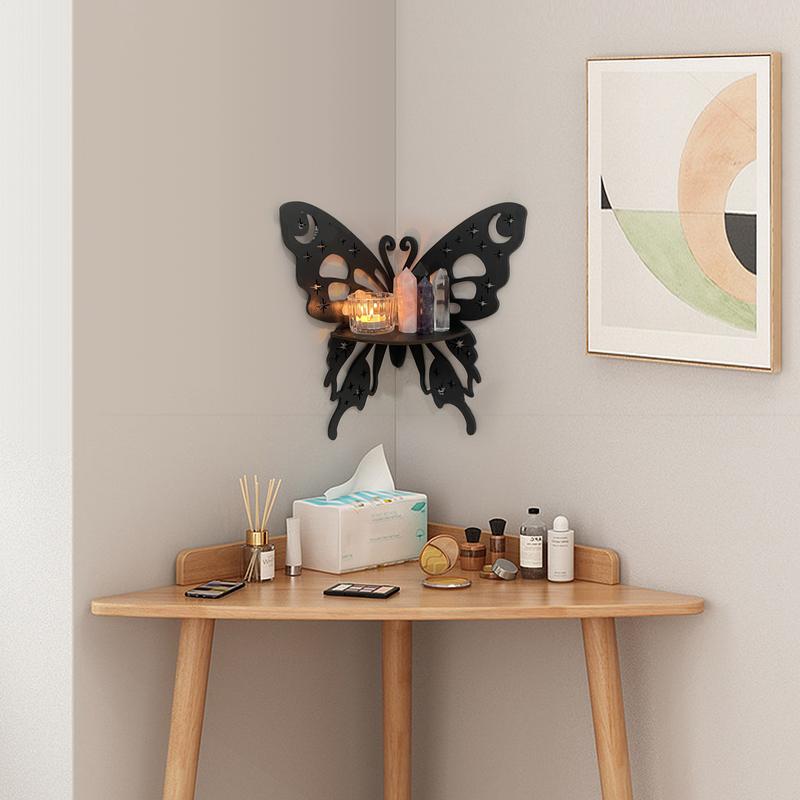 Schmetterling Schweberegal Ecke Kristall Vitrineregal Für Wand Kleines Aufbewahrungsregal Für Wohnzimmer Schlafzimmer Holz Schweberegal