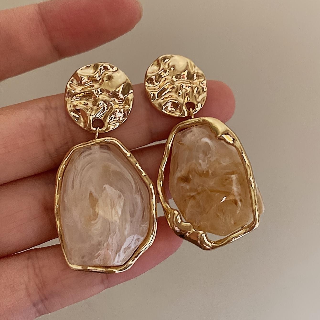 

Unique Geometric Resin Dangle Earrings - Bohemian Chic, Simple, Casual, and Versatile Accessories for Daily Wear 1Pair