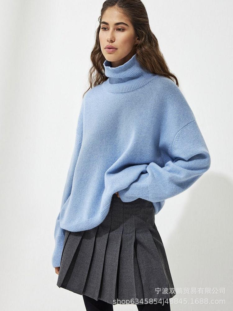 2026 autumn and winter hot sale turtleneck loose knitted top sweater women's clothing European and American spot, multi-color 066