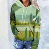 Vintage Printed Hooded Sweatshirt Sportwear Coat for Women 3D Pocket Hoodies Autumn Women's Pullovers