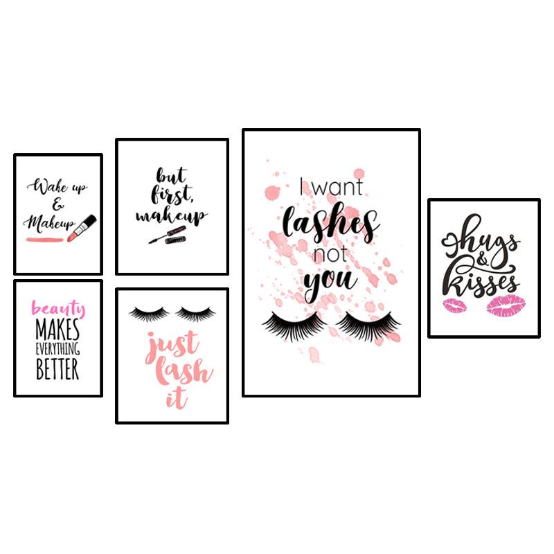 Make-up Schönheit Bild Kunst Poster Wimpern Leinwand Malerei Lippenstift Wand Dekor moderne Schönheitssalon Wandkunst Leinwand Malerei HD2891
