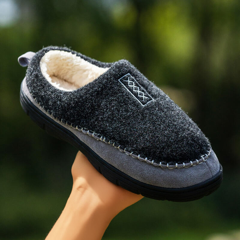 Outdoor Memory Foam Slippers Winter Warm Non Slip Massage Furr Lined Soft Comfort for Men