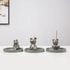 Zen Frog Ceramic Incense Burner and Holder - Ge Kiln Style for Home or Office Decor