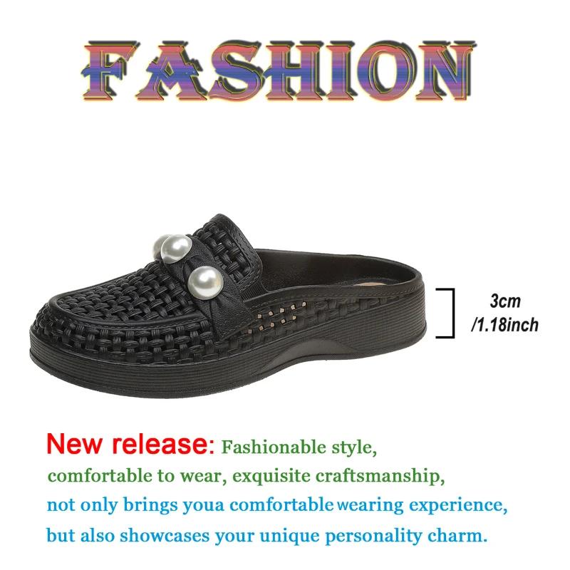 2025 Summer  Mesh Braided Women's Shoes Fashionable Breathable Toe Slippers Casual Women's Toe Wedge Sandals Pantuflas De Mujer