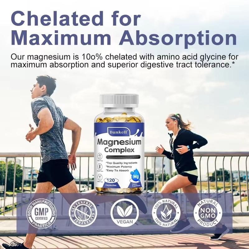 Magnesium Complex Dietary Supplement, With Magnesium Glycinate 500 Mg, 120 Capsules Per Bottle