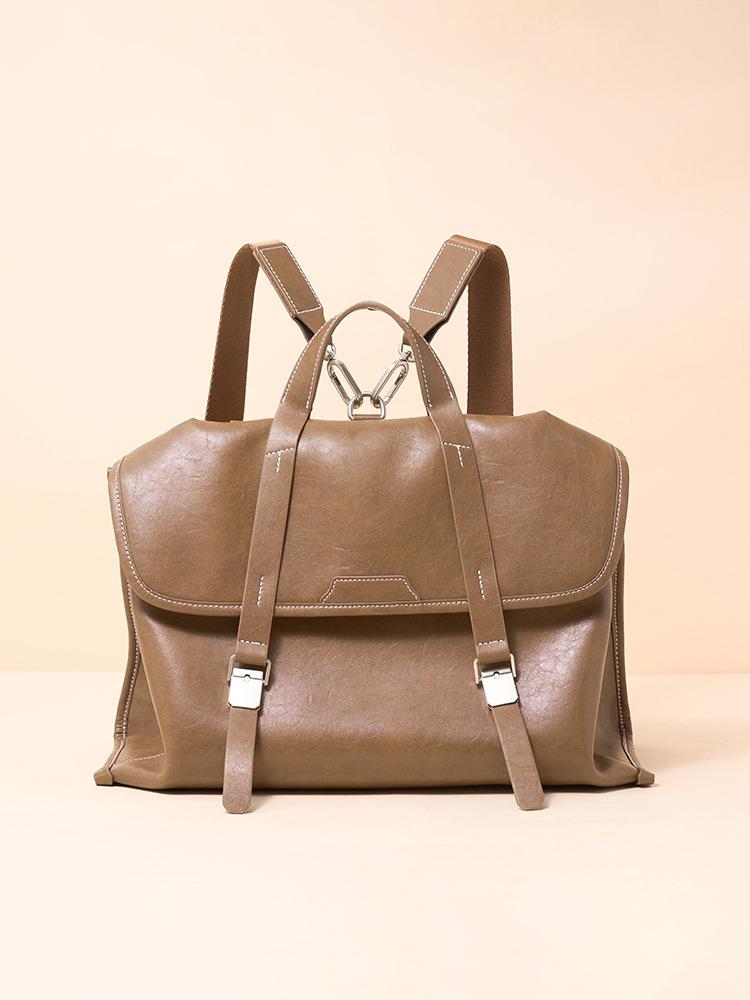 Yousong Gleiches Leder Rucksack Damen Retro Kristall Pflanzlich gegerbtes Rindsleder Tragbar Schulter Damen Tasche