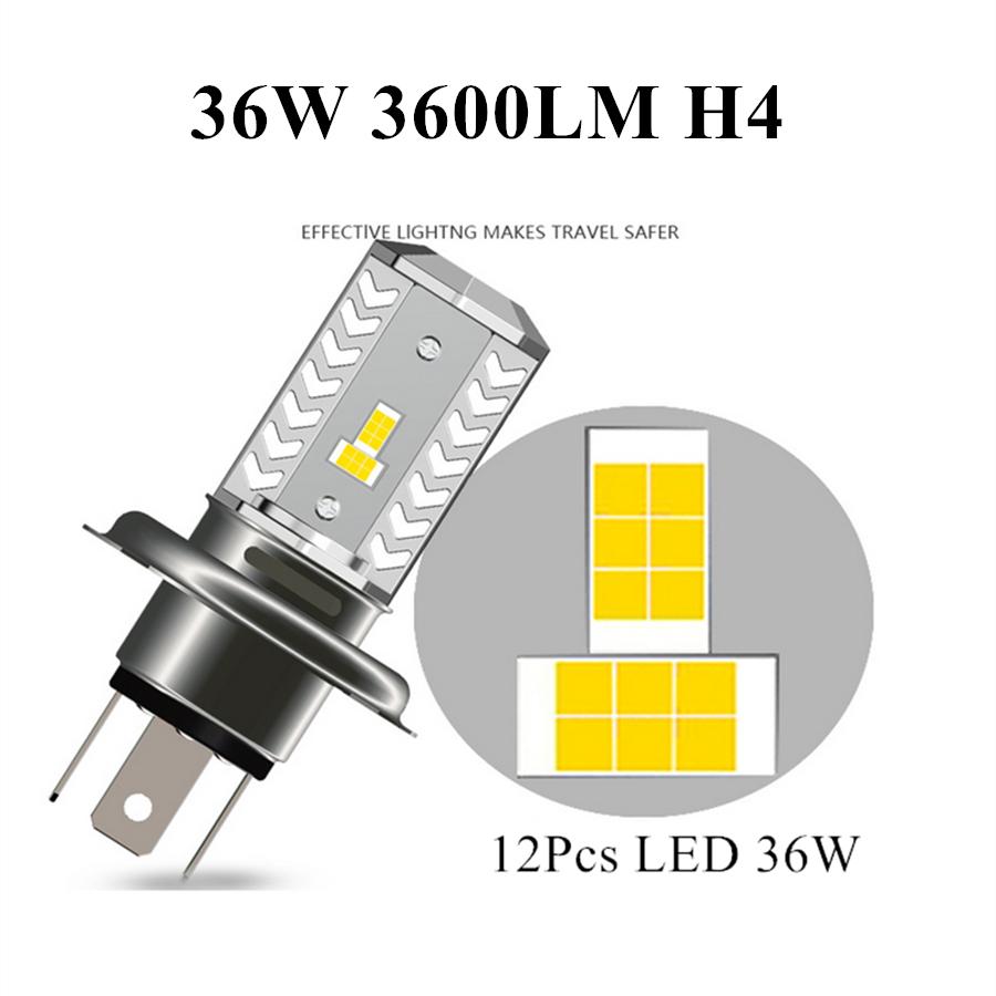 1 Peça 36W H4 9003 HB2 Lâmpada de Farol de LED para Motocicleta Feixe Alto/Baixo 6500K Branco Xenon