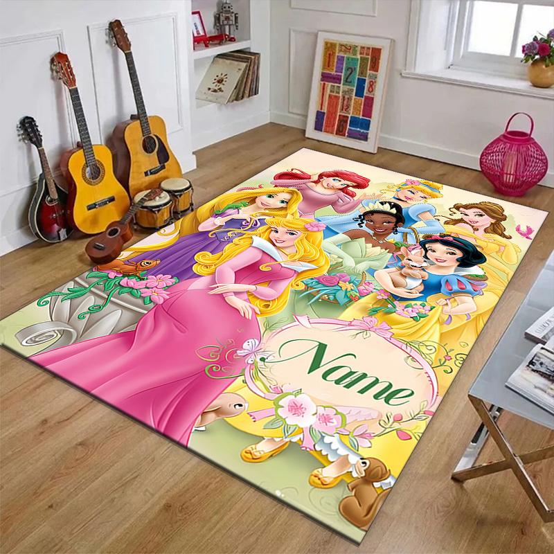Custom Princess Mat Personalized Name, Polyester Washable Indoor Entryway Rug, Gift for Christmas, Easter, Thanksgiving Day