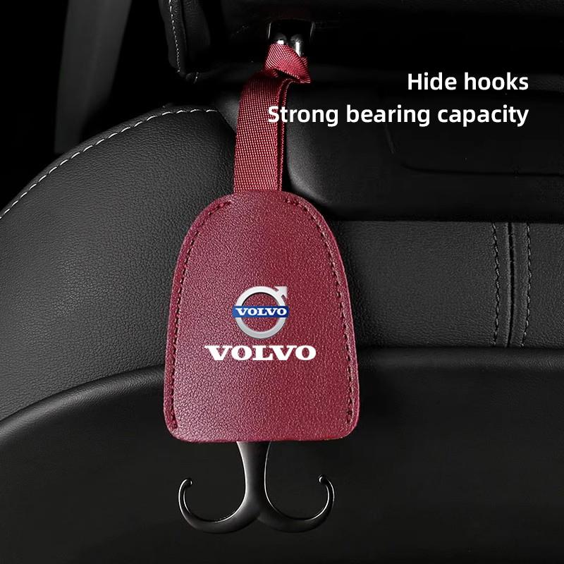 Car Seat Back Hooks PU Leather Interior Accessories For Volvo XC90 V90 V60 XC60 V40 S80 S60 S90 C40 XC40 V70 XC70 C30 C70 EX90