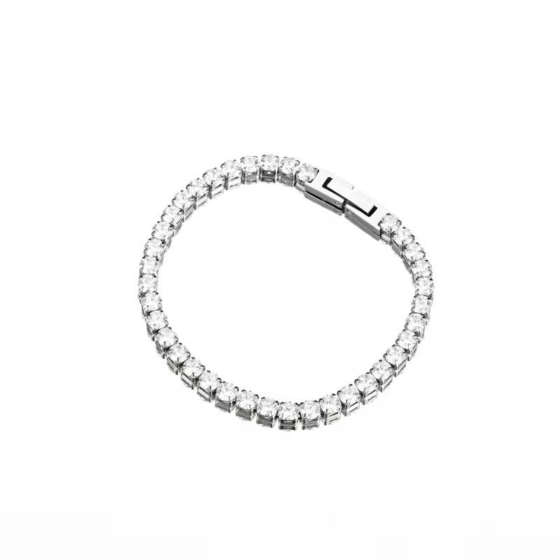 Trend Light Luxury Silver Zircon Bracelet Titanium Steel Does Not Fade, Men's Same Street Eye-catching Fashion Match