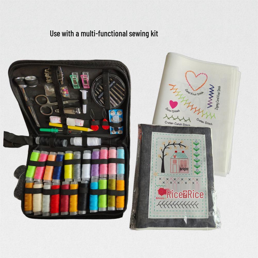 Portable Needle and Thread Set for Home Sewing and Mending – Includes Stitching Method Book and Case