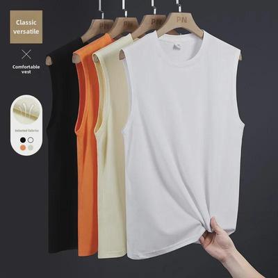 Men's Sleeveless Heavy Cotton Summer Vest - Solid Color, Loose Fit, Breathable Running & Training Waistcoat