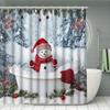 4Pcs Bathroom Shower Curtain Set Christmas Bathroom Curtain With 12 Hooks Non Slip Rugs Toilet Cover Mat Bathroom Partition
