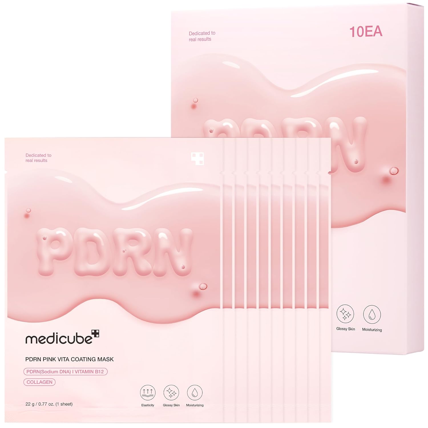 medicube Маска с ДНК лосося PDRN Pink Vita 10 шт.-Корея Маска для сияющей кожи-Корейский уход за кожей розовый