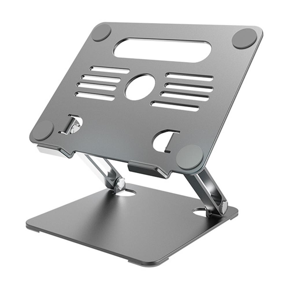 

GFS08-T Notebook Bracket Carbon Steel Laptop Cooling Stand Adjustable Height Hollow Out Tablet Support Grey