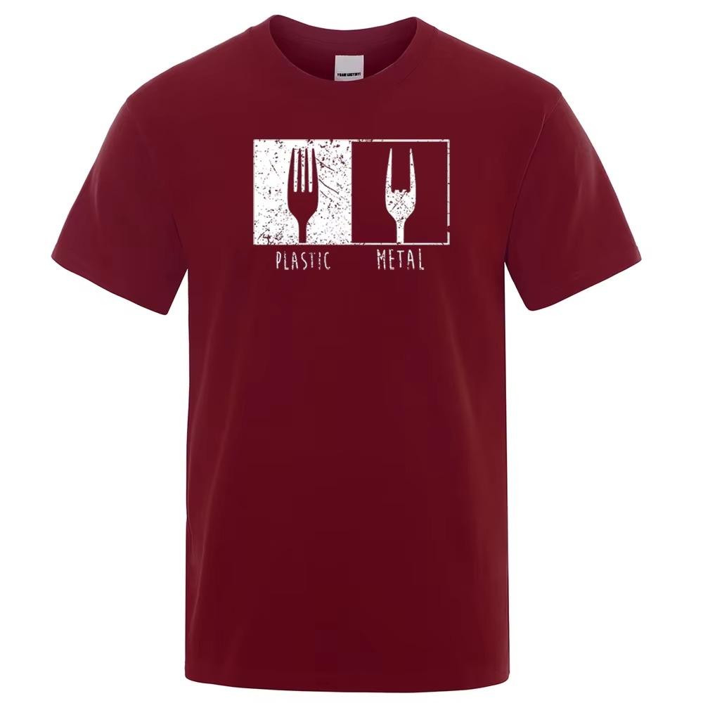 Μοτίβο Καθημερινών Αντικειμένων Μεταλλικό Πλαστικό Πιρούνι Μπλουζάκι Βαμβακερό Κοντομάνικο Ανδρικά Μπλουζάκια Punk Hip Hop T-Shirts Vintage Streetwear