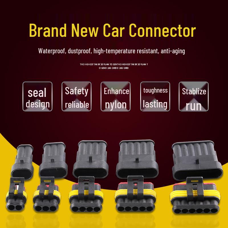 Waterproof Car Connector AMP Plug Socket with Wire – HID Male & Female